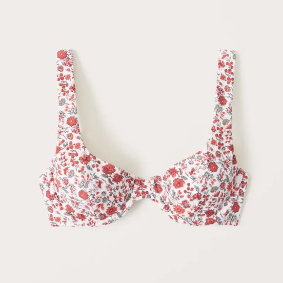 Abercrombie & Fitch Wide Strap Underwire Bikini Top in Red Floral XS - Picture 2 of 4